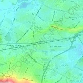 Springmont topographic map, elevation, terrain