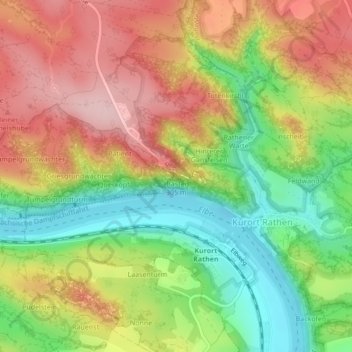 Bastei topographic map, elevation, terrain