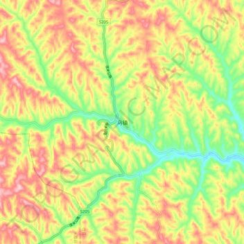 Wu topographic map, elevation, terrain