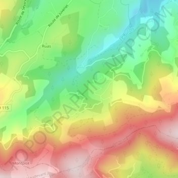 Casson topographic map, elevation, terrain