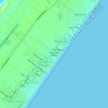 Praia Santa Helena topographic map, elevation, terrain