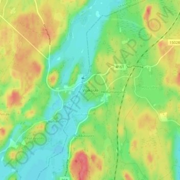 Voikoski topographic map, elevation, terrain