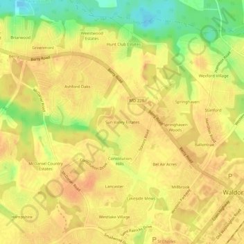 Sun Valley Estates topographic map, elevation, terrain