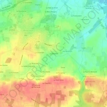 La Finedais topographic map, elevation, terrain