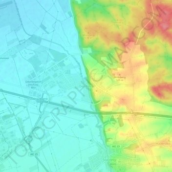 Derching topographic map, elevation, terrain