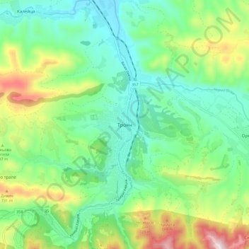 Troyan topographic map, elevation, terrain