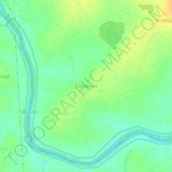 Pocharam topographic map, elevation, terrain
