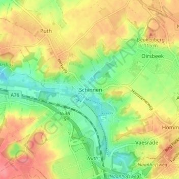 Schinnen topographic map, elevation, terrain