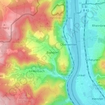 Bandorf topographic map, elevation, terrain