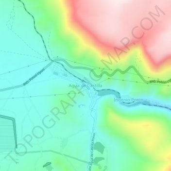 Agua de Castilla topographic map, elevation, terrain