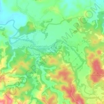 Jasinga topographic map, elevation, terrain