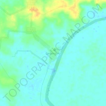 Gedung Aji topographic map, elevation, terrain