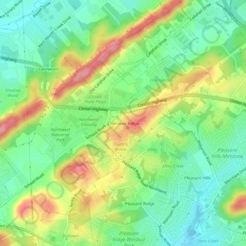 Cherokee Ridge topographic map, elevation, terrain