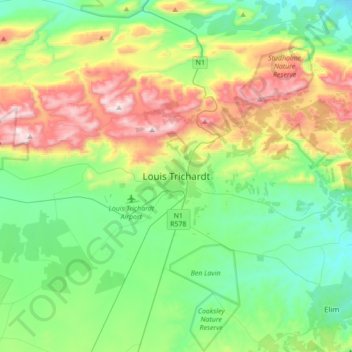 Louis Trichardt topographic map, elevation, terrain