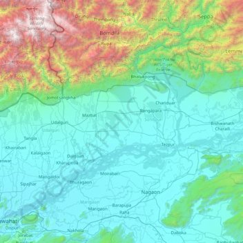 Darrang topographic map, elevation, terrain