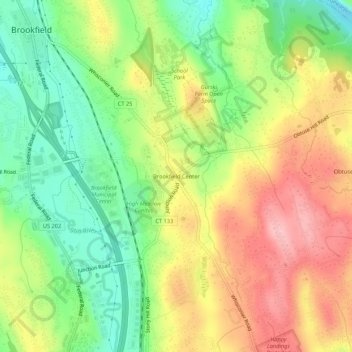 Brookfield Center topographic map, elevation, terrain