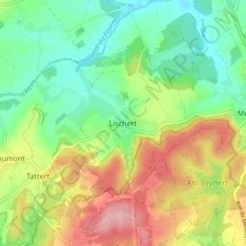Lischert topographic map, elevation, terrain