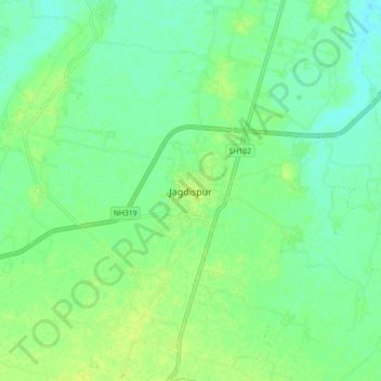 Jagdispur topographic map, elevation, terrain