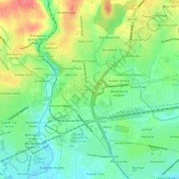 Prices Corner topographic map, elevation, terrain