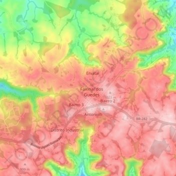 Faxinal dos Guedes topographic map, elevation, terrain