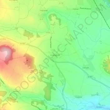 Coubladour topographic map, elevation, terrain