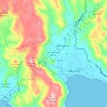 Mengalung Kute topographic map, elevation, terrain