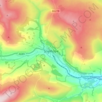 Stanhope topographic map, elevation, terrain