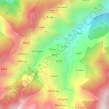 Jalgaon topographic map, elevation, terrain