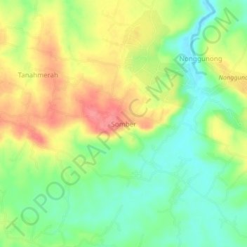 Somber topographic map, elevation, terrain