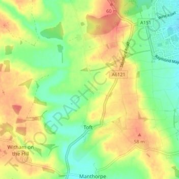 Lound topographic map, elevation, terrain