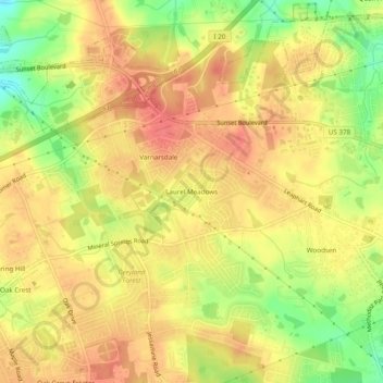 Laurel Meadows topographic map, elevation, terrain