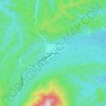 Quincemil topographic map, elevation, terrain