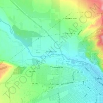 Smeltertown topographic map, elevation, terrain