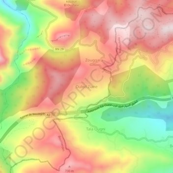 Ouled Ziane topographic map, elevation, terrain