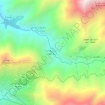 Tinerhourhine topographic map, elevation, terrain