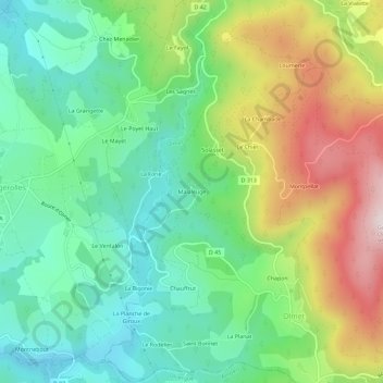 Malaleuge topographic map, elevation, terrain