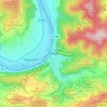 Rühle topographic map, elevation, terrain