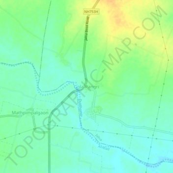 Gola-Pangri topographic map, elevation, terrain