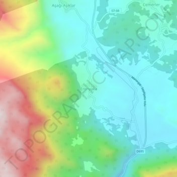 Erenyaka topographic map, elevation, terrain