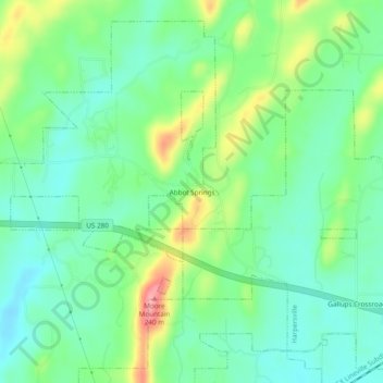 Abbot Springs topographic map, elevation, terrain