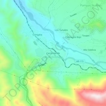 Cerro Verde topographic map, elevation, terrain