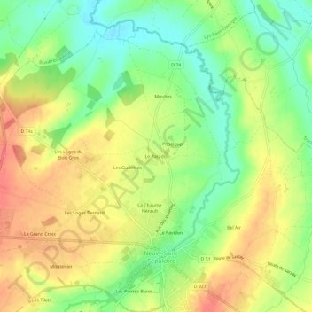Le Paradis topographic map, elevation, terrain