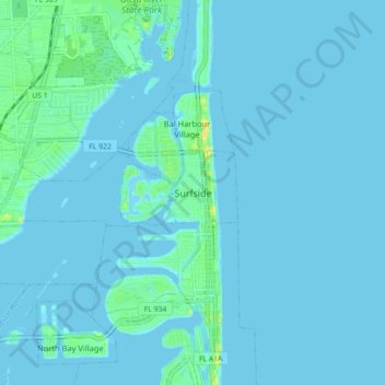 Surfside topographic map, elevation, terrain