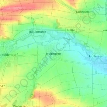 Holtensen topographic map, elevation, terrain