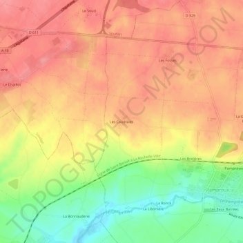 Les Coudraies topographic map, elevation, terrain