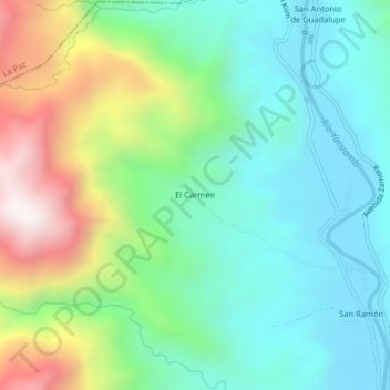 El Carmen topographic map, elevation, terrain
