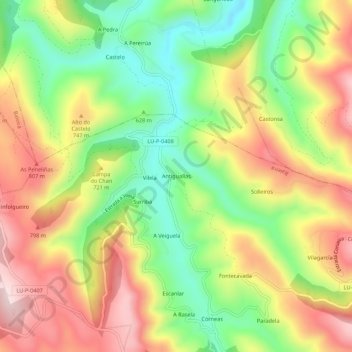 Antiguallas topographic map, elevation, terrain