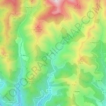 Bise topographic map, elevation, terrain