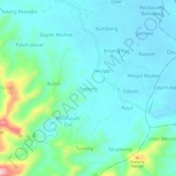 Tanjong topographic map, elevation, terrain