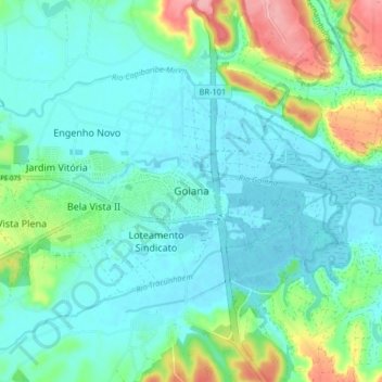 Goiana topographic map, elevation, terrain